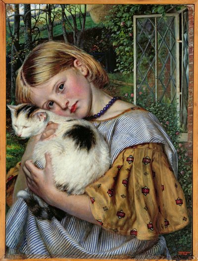 A Girl with a Cat by Robert Braithwaite Martineau